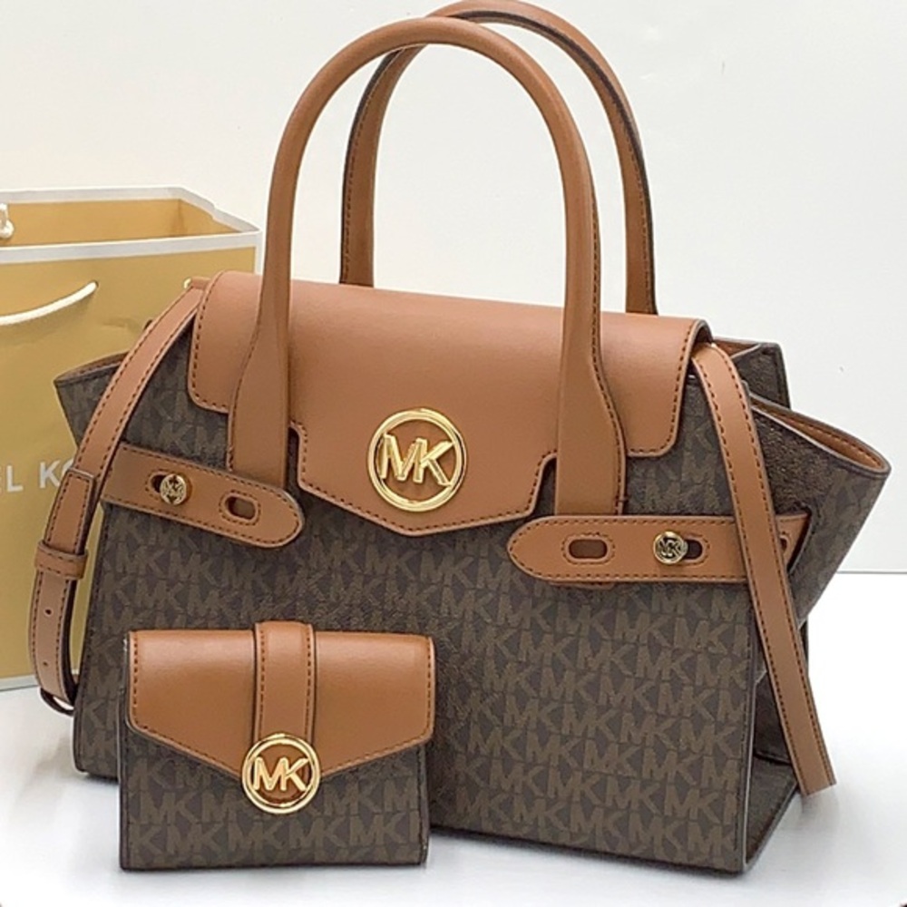 MICHAEL KORS
Carmen Medium Faux Leather Belted Satchel &  MD FLAP BIFOLD WALLET